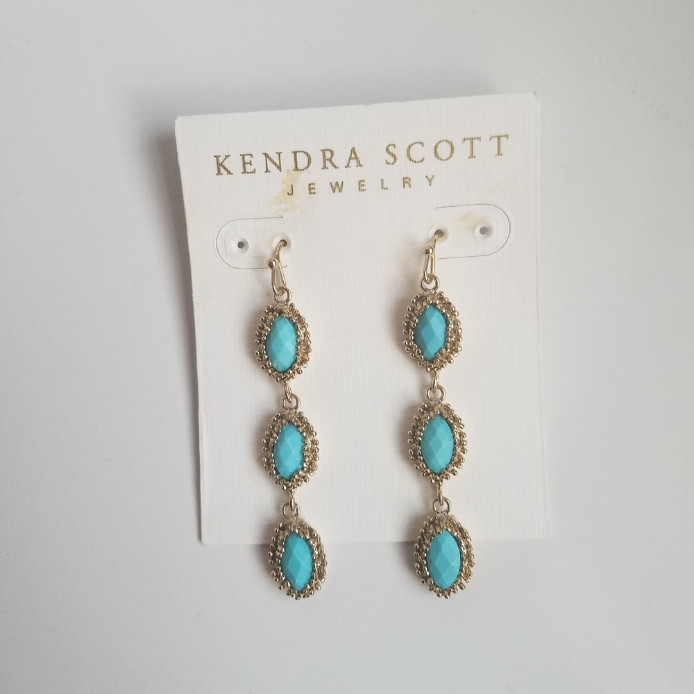 New Kendra Scott Turquoise/Gold Drop Earrings
